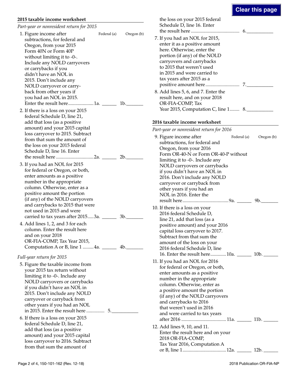 Form 150-101-162 Publication or-Fia-Np - Oregon, Page 2