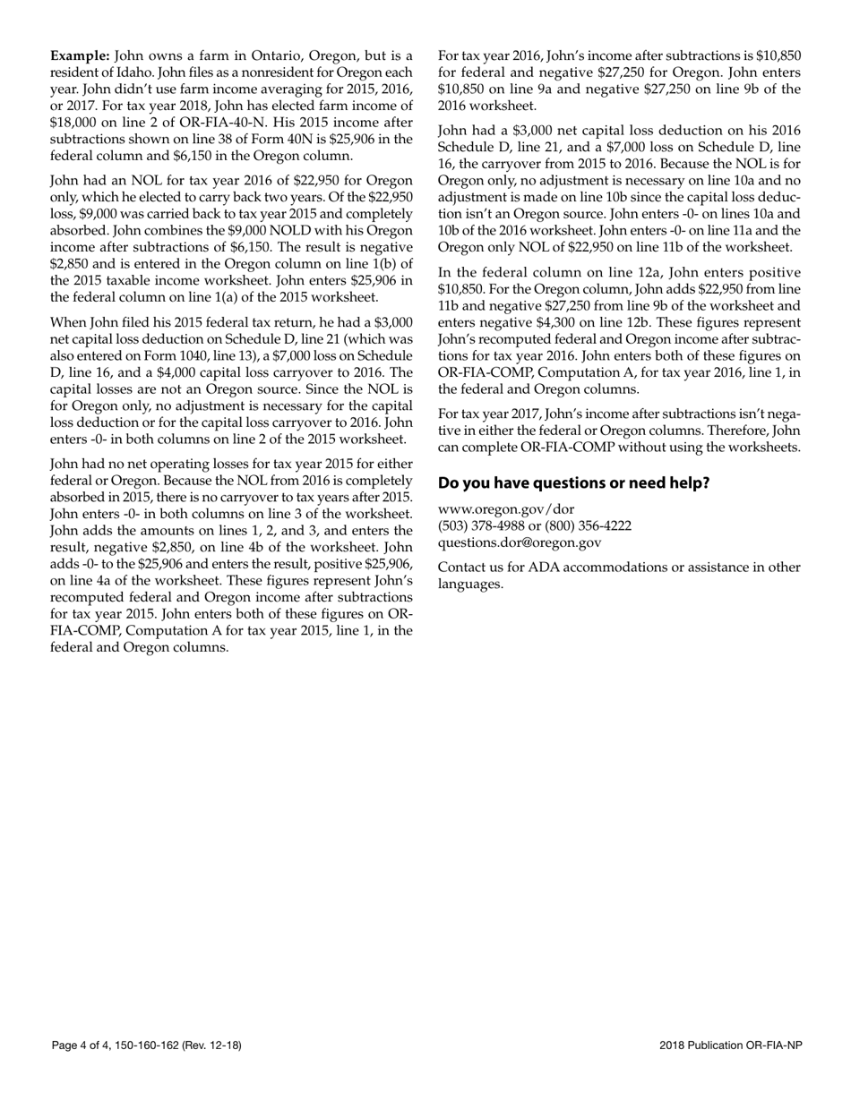 Form 150-101-162 Publication or-Fia-Np - Oregon, Page 4