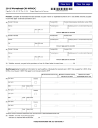 Form 150-101-197 Worksheet or-Wfhdc - Working Family Household and Dependent Care Credit for Prior Year Expenses - Oregon, Page 2