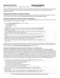 Form 150-101-168 Worksheet or-Crc - Claim of Right Income Repayments - Oregon, Page 5