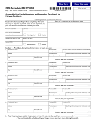 Form 150-101-195 Schedule OR-WFHDC Oregon Working Family Household and Dependent Care Credit for Full-Year Residents - Oregon