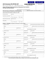 Form 150-101-196 Schedule OR-WFHDC-NP Oregon Working Family Household and Dependent Care Credit for Part-Year and Nonresidents - Oregon