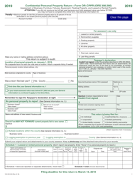 Document preview: Form 150-553-004 (OR-CPPR) Confidential Personal Property Return - Oregon, 2019