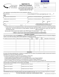 Document preview: Form 150-390-001 Application for Small Tract Forestland - Oregon