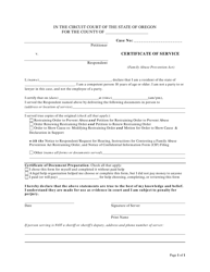 Certificate of Service Form - Oregon, Page 2