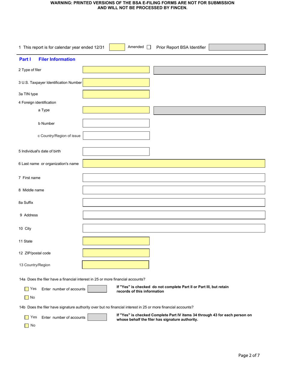 FinCEN Form 114 Fill Out, Sign Online and Download Fillable PDF