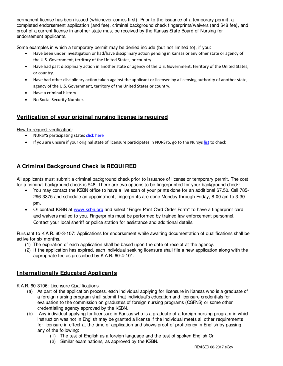 Endorsement Application - Kansas, Page 3