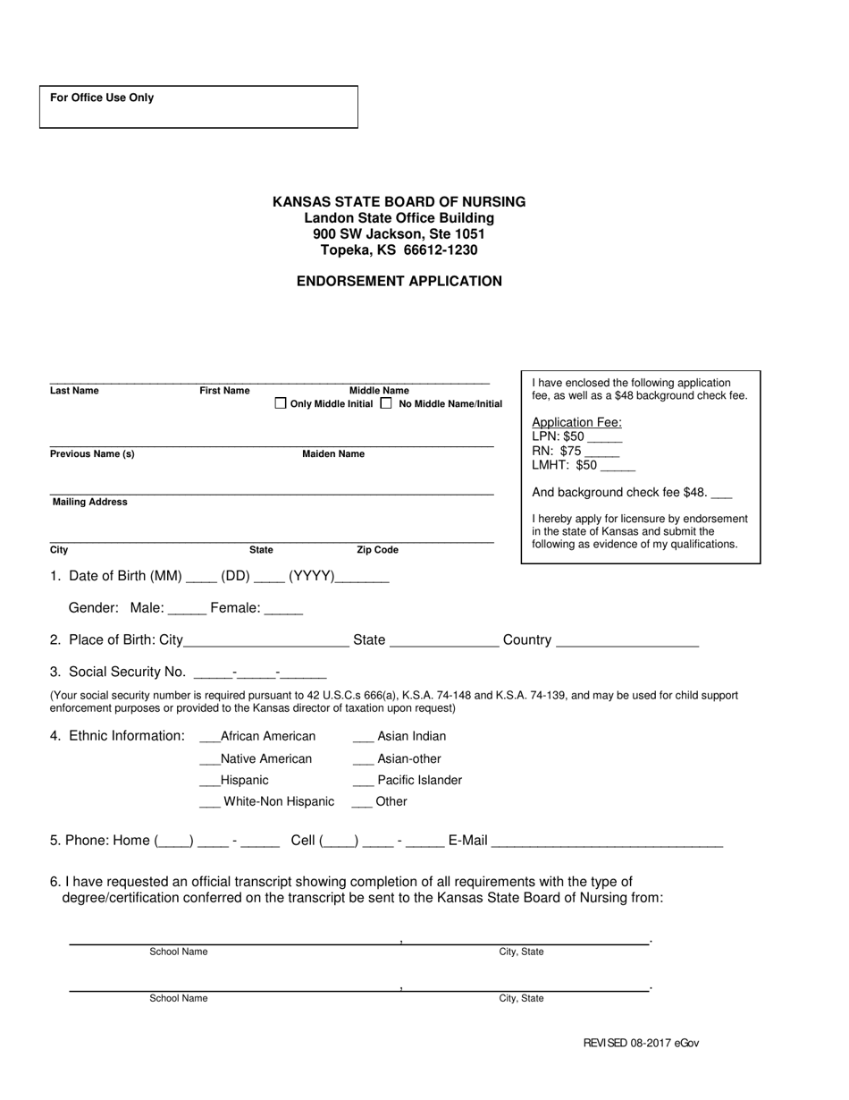 Endorsement Application - Kansas, Page 7