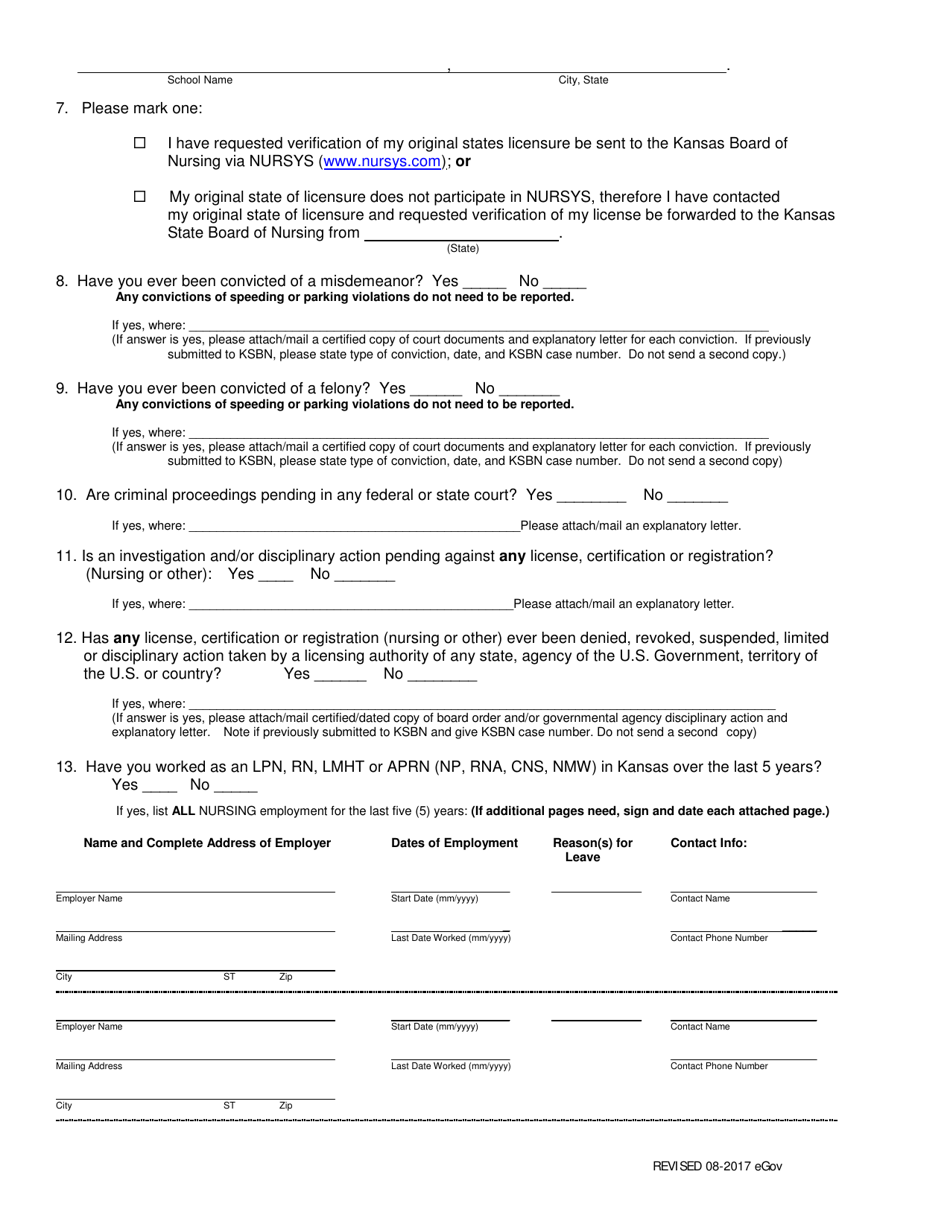 Endorsement Application - Kansas, Page 8