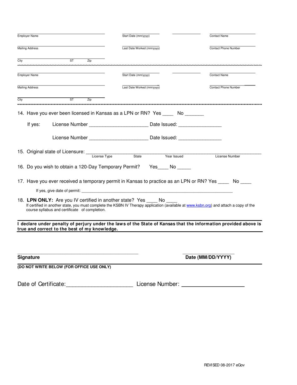Endorsement Application - Kansas, Page 9