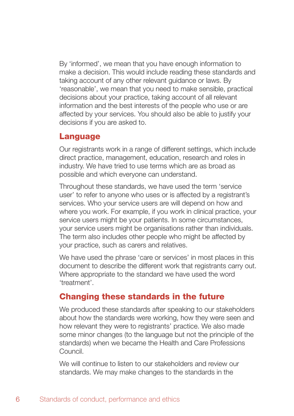 Standards of Conduct, Performance and Ethics - Health and Care Professions Council - United Kingdom, Page 8