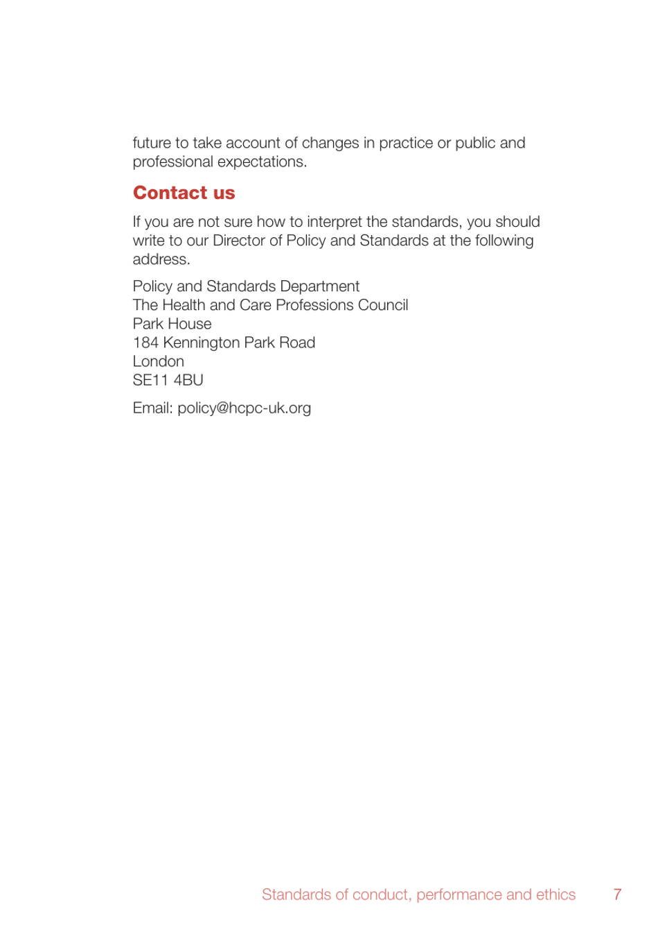 Standards of Conduct, Performance and Ethics - Health and Care Professions Council - United Kingdom, Page 9