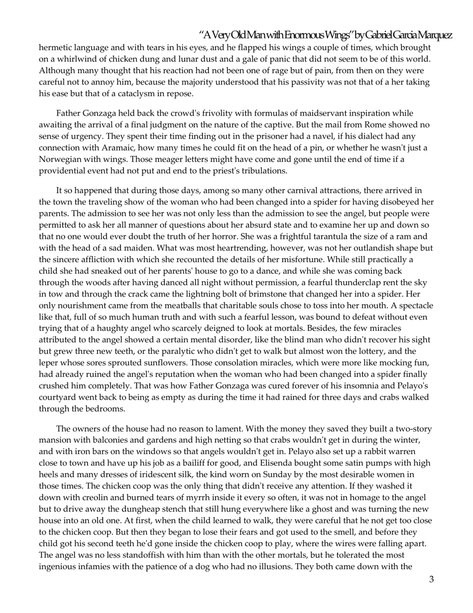 a Very Old Man With Enormous Wings by Gabriel Garcia Marquez, Page 3