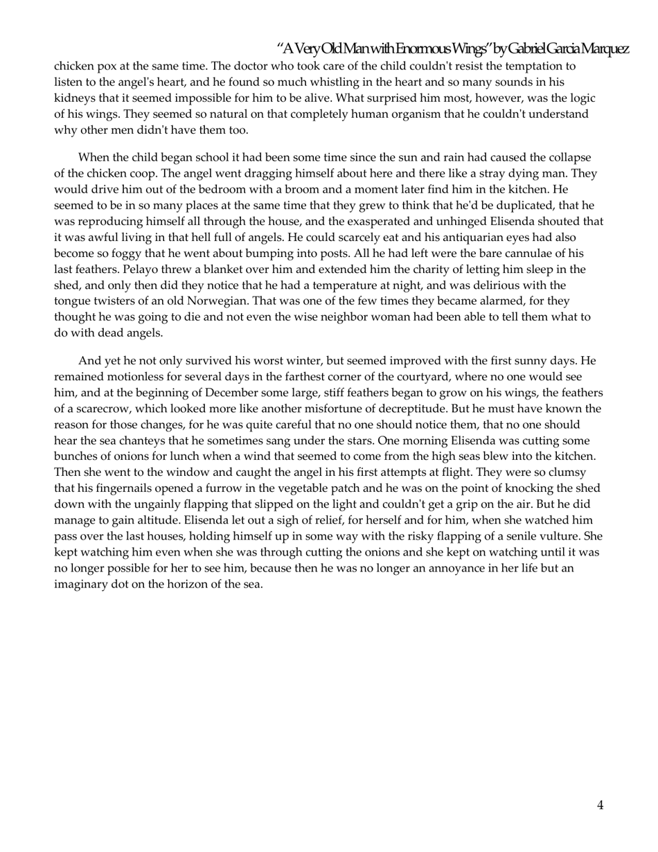 a Very Old Man With Enormous Wings by Gabriel Garcia Marquez, Page 4