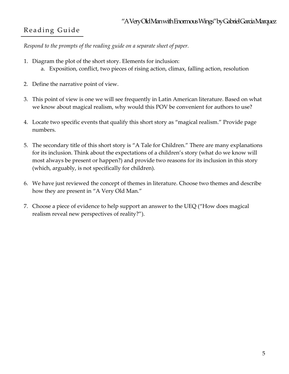 a Very Old Man With Enormous Wings by Gabriel Garcia Marquez, Page 5