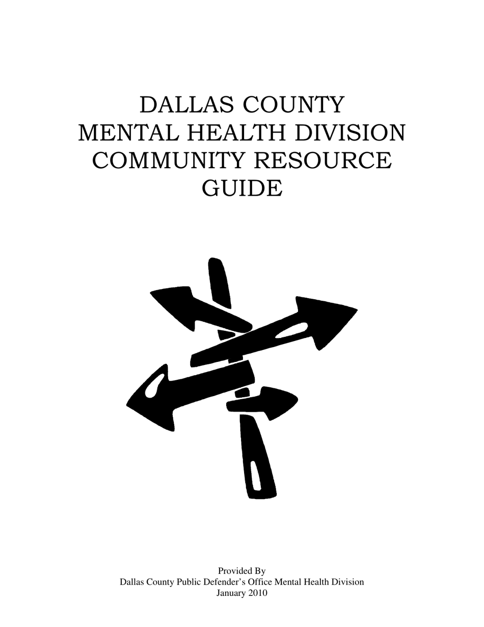 Dallas County Mental Health Division Community Resource Guide - Dallas County, Kansas, Page 1
