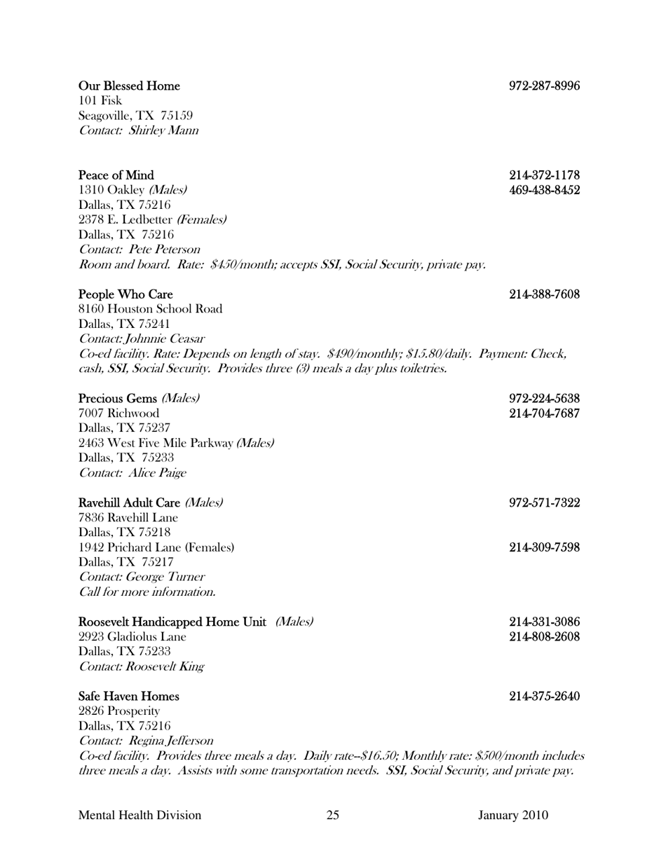 Dallas County Mental Health Division Community Resource Guide - Dallas County, Kansas, Page 25