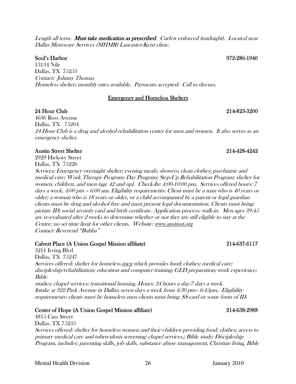 Dallas County Mental Health Division Community Resource Guide - Dallas County, Kansas, Page 26