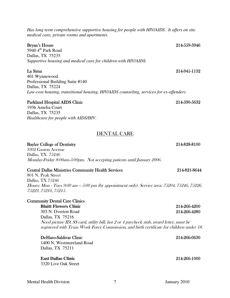 Dallas County Mental Health Division Community Resource Guide - Dallas County, Kansas, Page 7