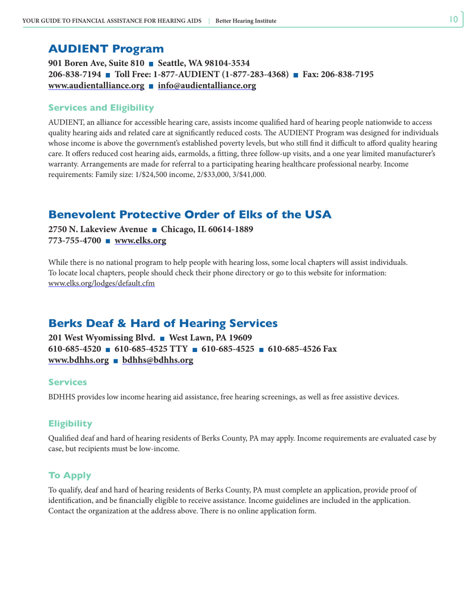 Your Guide to Financial Assistance for Hearing AIDS - Better Hearing Institute, Page 10