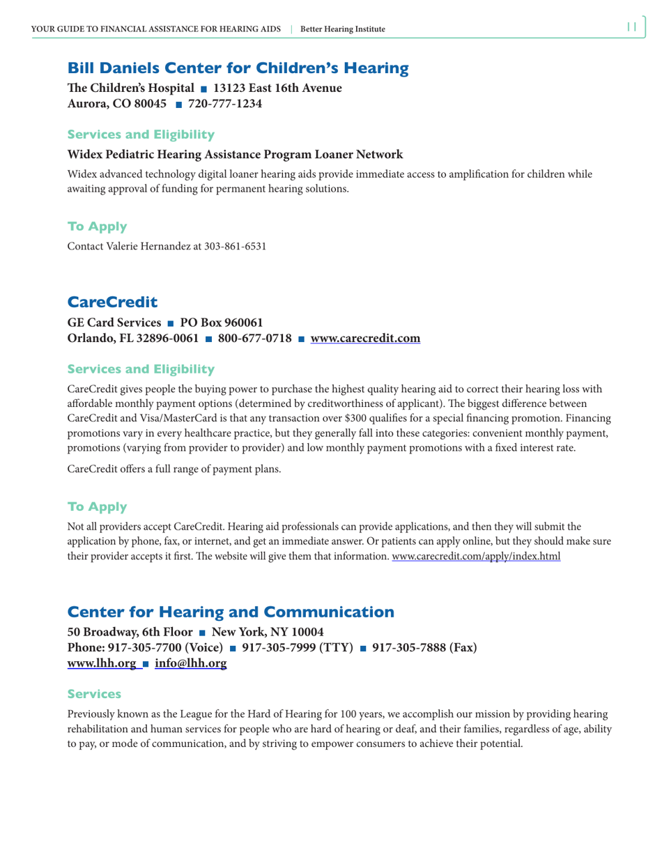 Your Guide to Financial Assistance for Hearing AIDS - Better Hearing Institute, Page 11