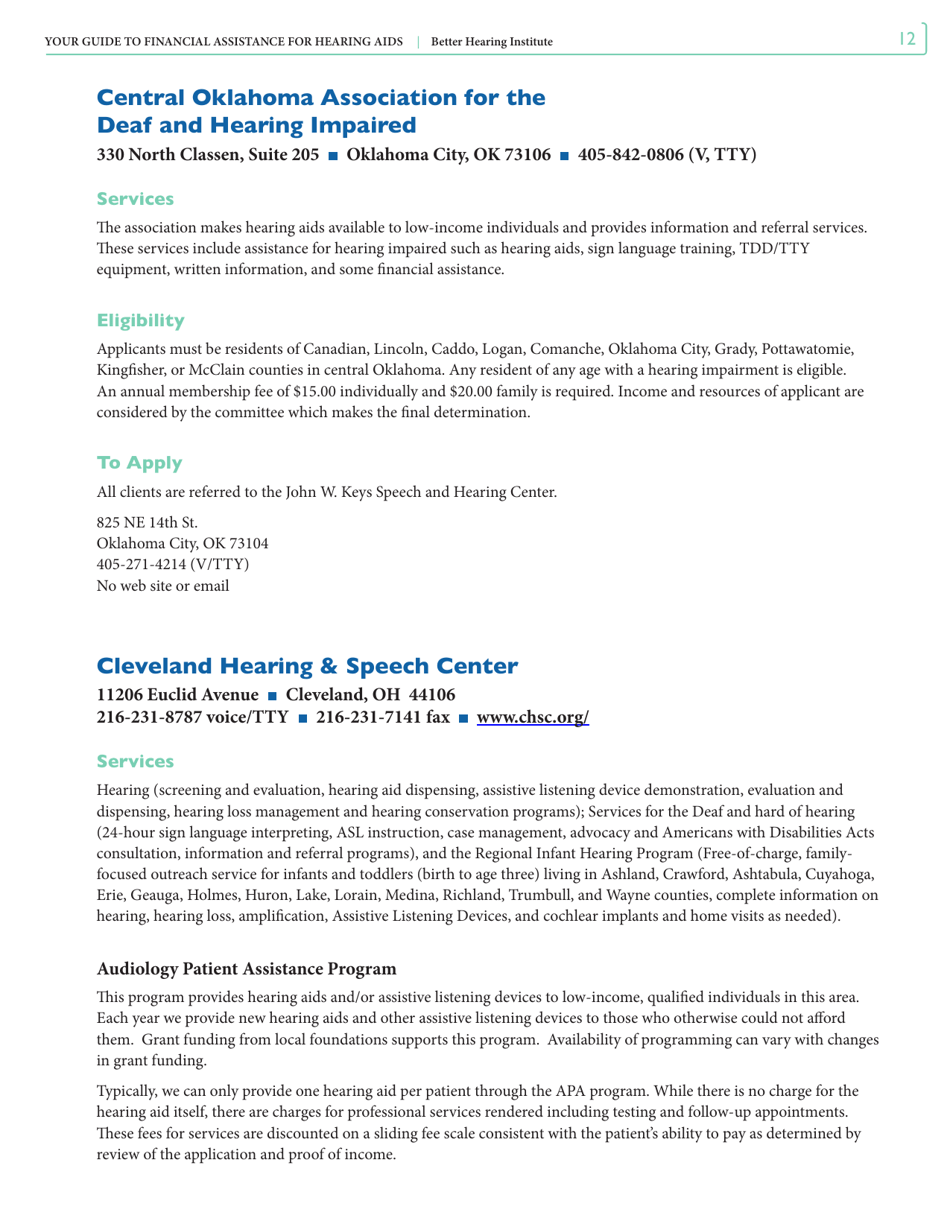 Your Guide to Financial Assistance for Hearing AIDS - Better Hearing Institute, Page 12