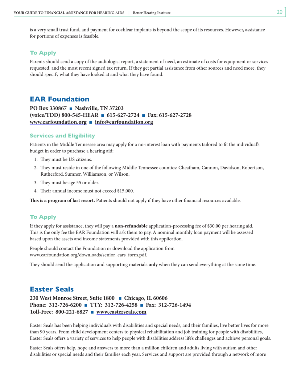 Your Guide to Financial Assistance for Hearing AIDS - Better Hearing Institute, Page 20