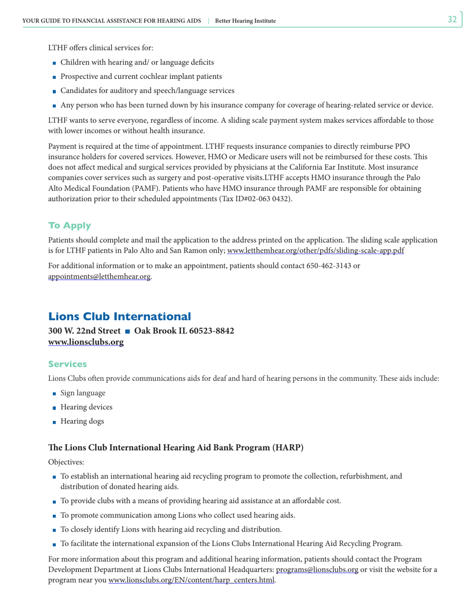 Your Guide to Financial Assistance for Hearing AIDS - Better Hearing Institute, Page 32