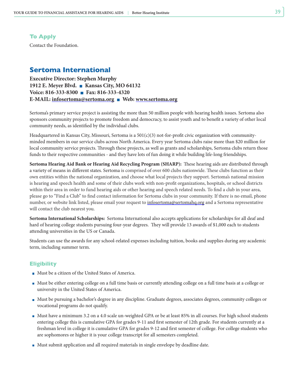 Your Guide to Financial Assistance for Hearing AIDS - Better Hearing Institute, Page 39