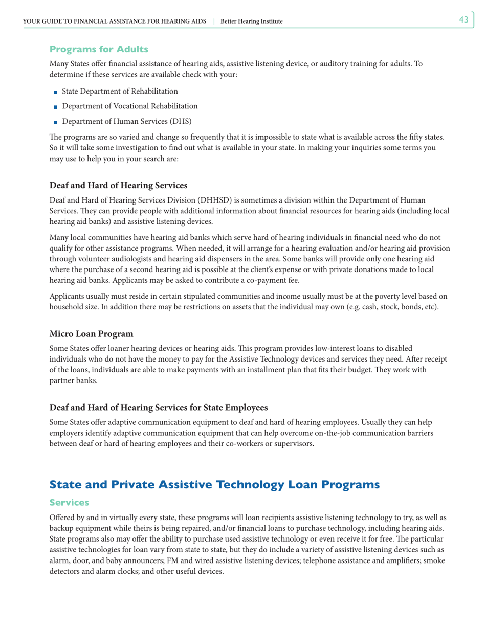 Your Guide to Financial Assistance for Hearing AIDS - Better Hearing Institute, Page 43