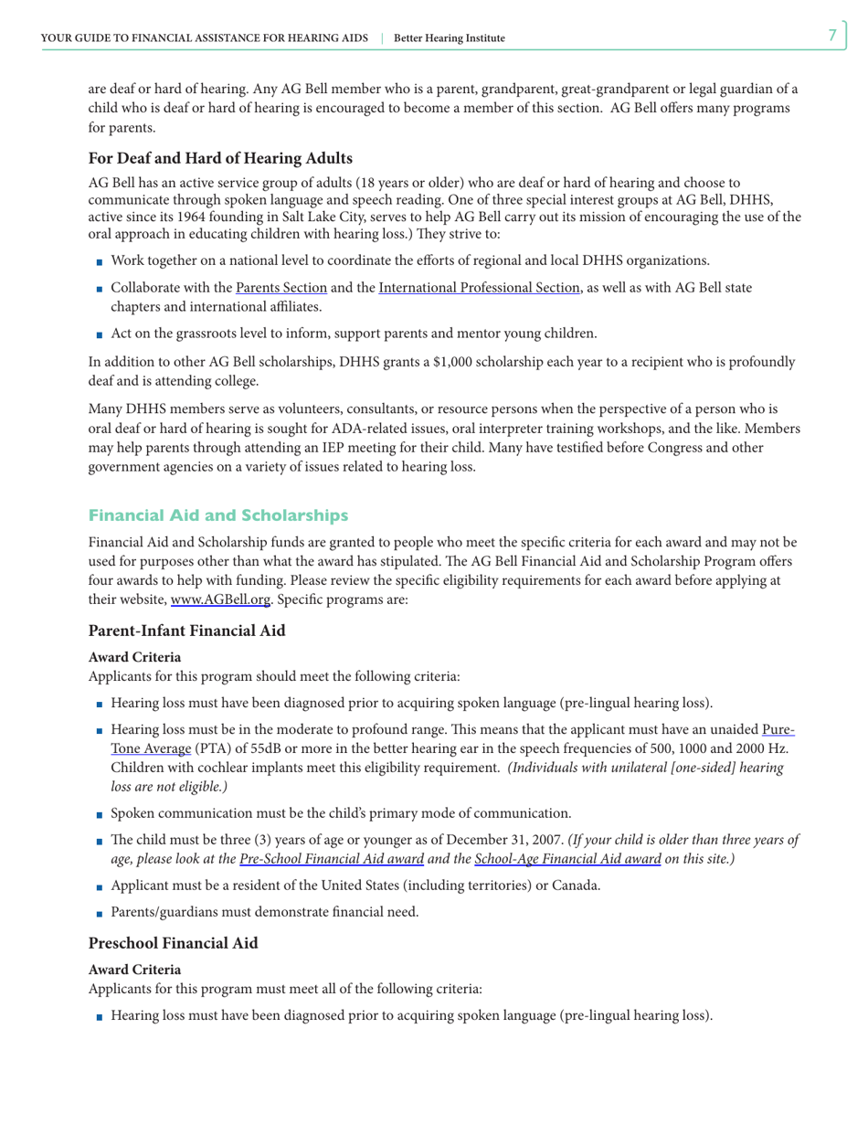 Your Guide to Financial Assistance for Hearing AIDS - Better Hearing Institute, Page 7