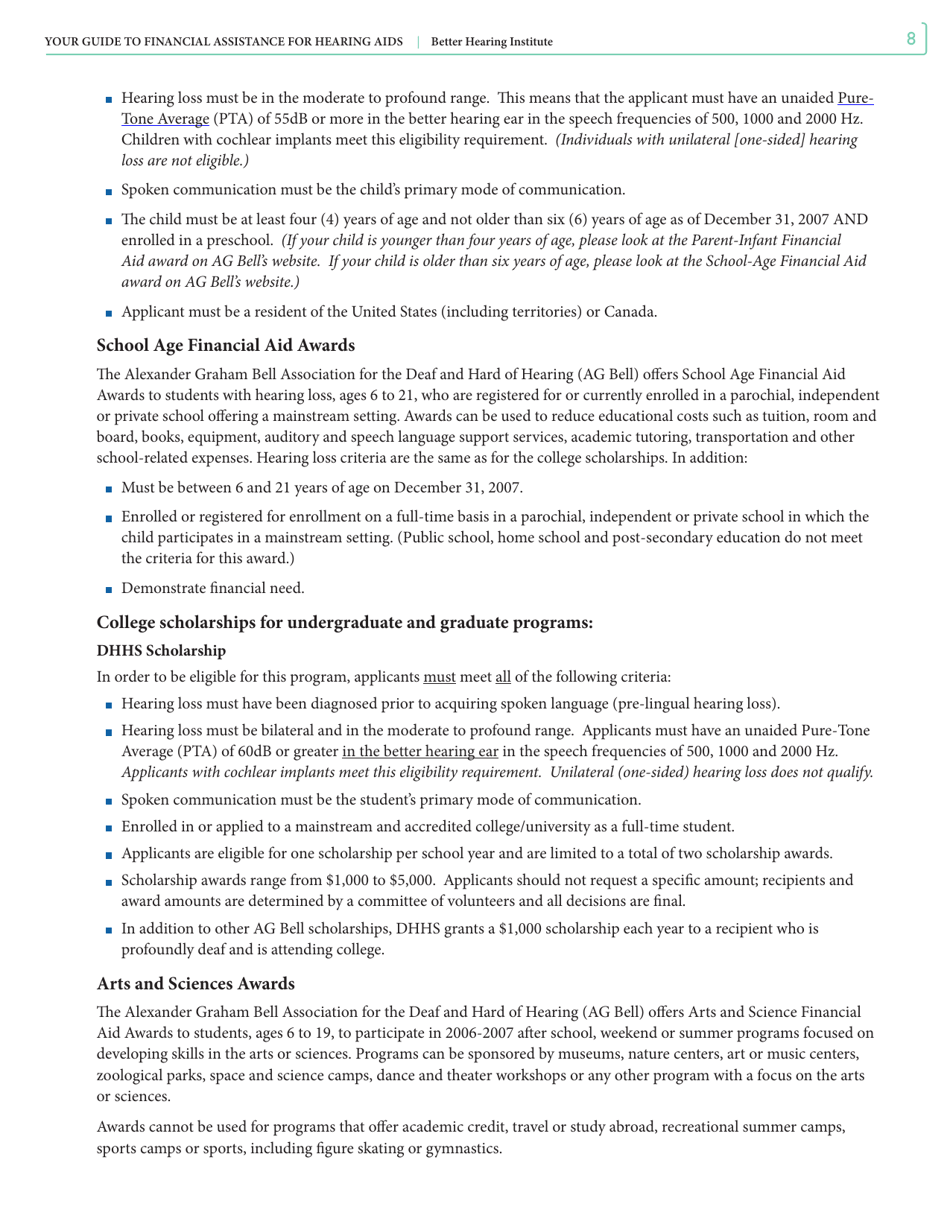 Your Guide to Financial Assistance for Hearing AIDS - Better Hearing Institute, Page 8