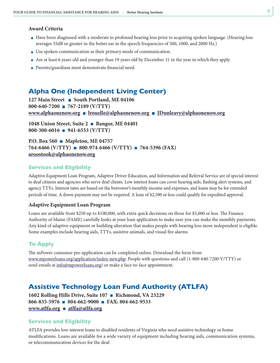 Your Guide to Financial Assistance for Hearing AIDS - Better Hearing Institute, Page 9