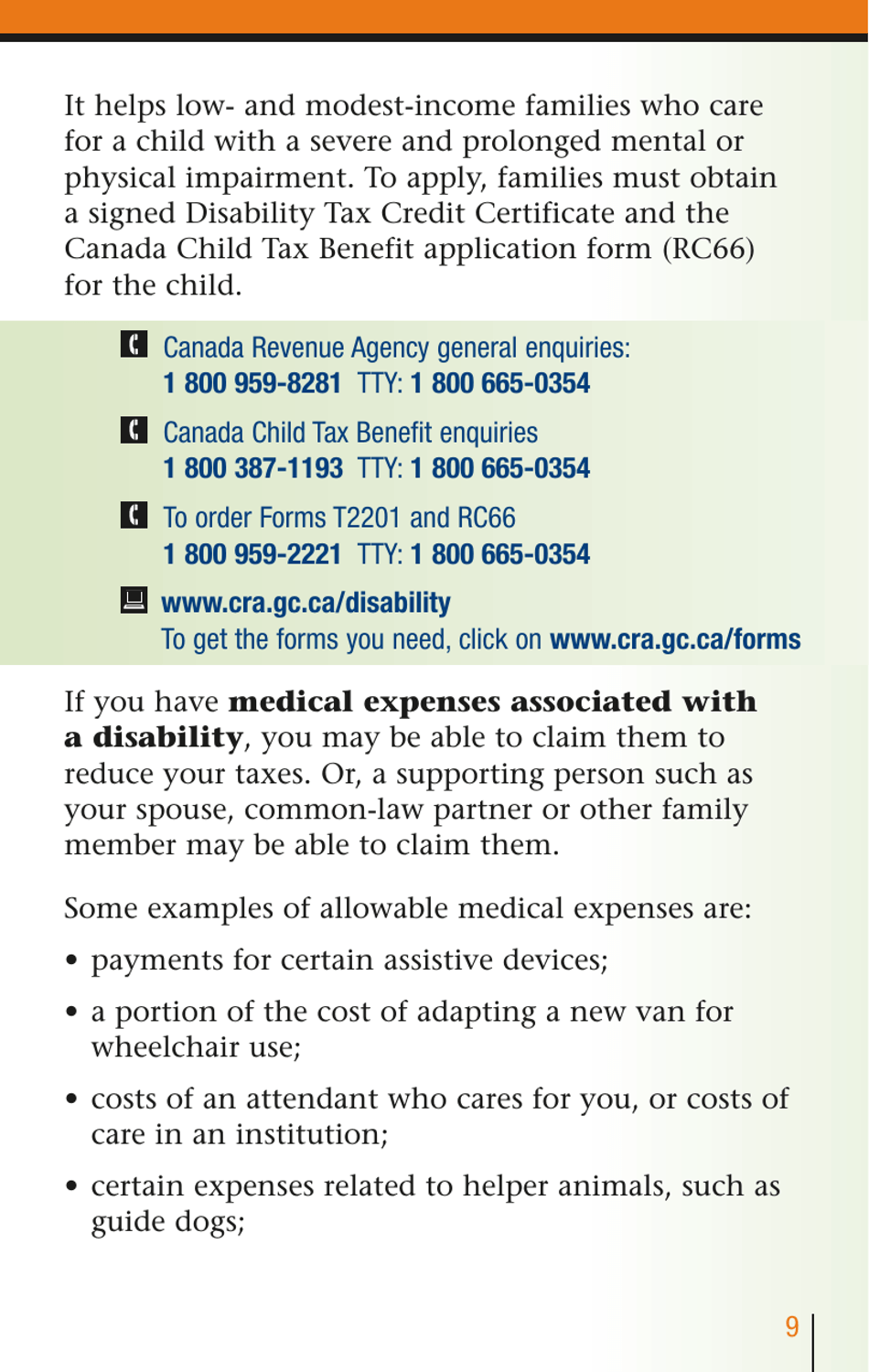 Services for People With Disabilities: Guide to Government of Canada Services for People With Disabilities and Their Families - Canada, Page 10