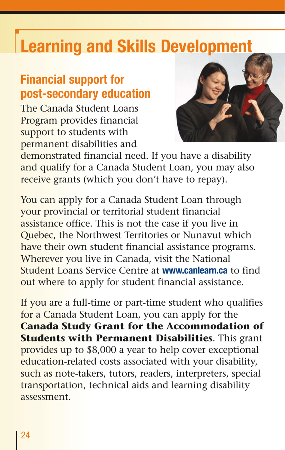 Services for People With Disabilities: Guide to Government of Canada Services for People With Disabilities and Their Families - Canada, Page 25