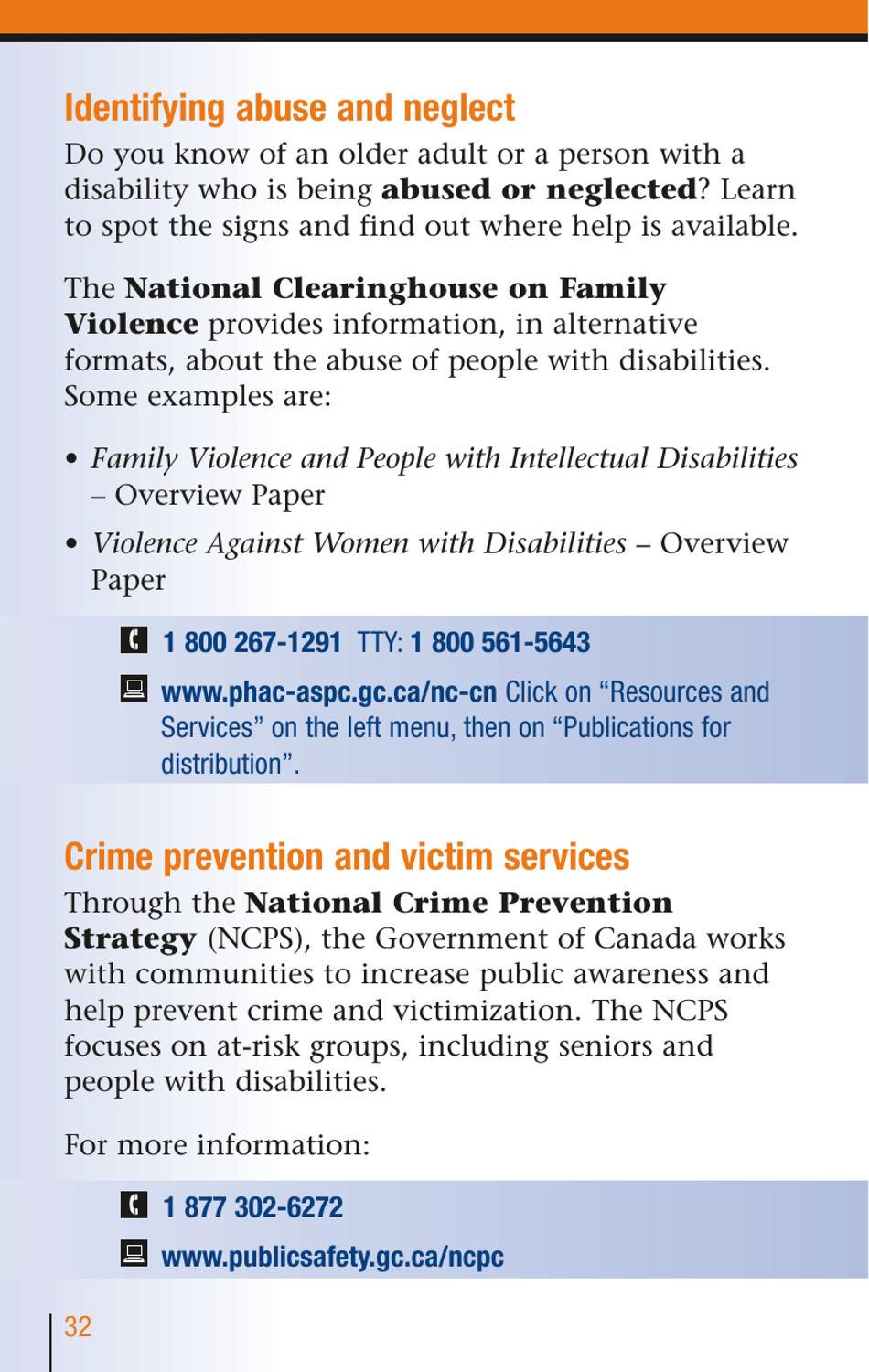 Services for People With Disabilities: Guide to Government of Canada Services for People With Disabilities and Their Families - Canada, Page 33