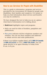 Services for People With Disabilities: Guide to Government of Canada Services for People With Disabilities and Their Families - Canada, Page 3