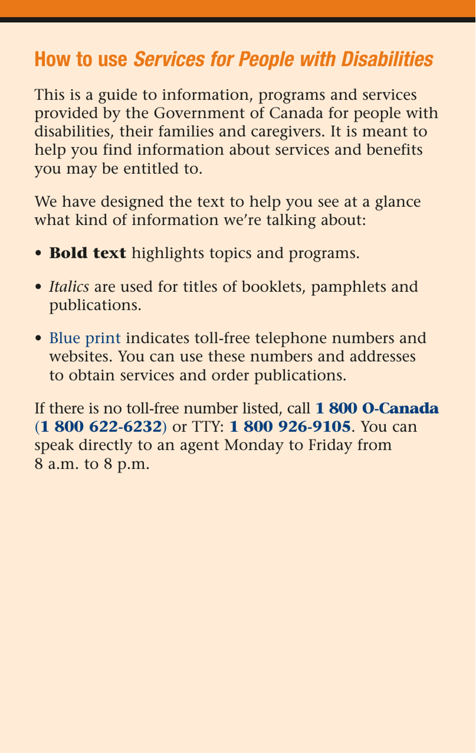 Services for People With Disabilities: Guide to Government of Canada Services for People With Disabilities and Their Families - Canada, Page 3