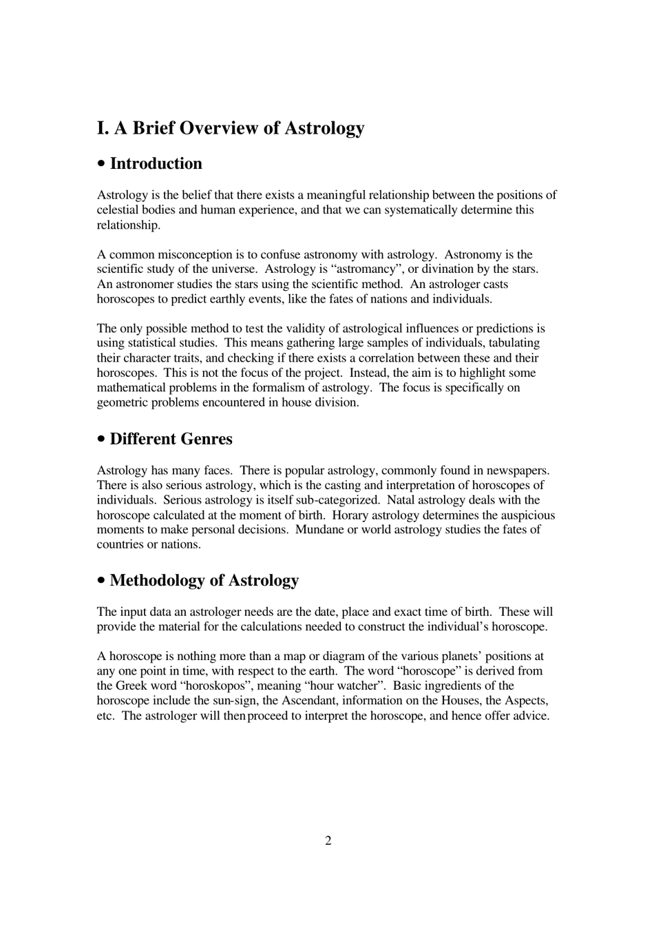 The Mathematics of Astrology: Does House Division Make Sense? - Undergraduate Research Opportunities Programme in Science, National University of Singapore - Singapore, Page 3