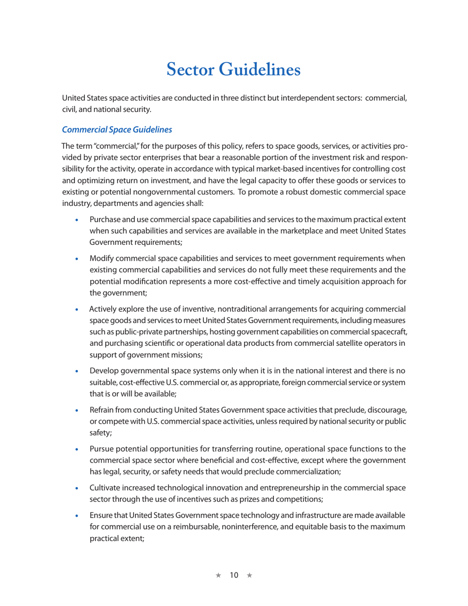 National Space Policy of the United States of America, Page 14