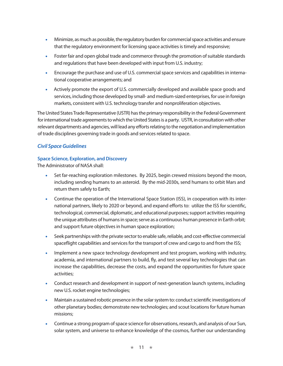 National Space Policy of the United States of America, Page 15