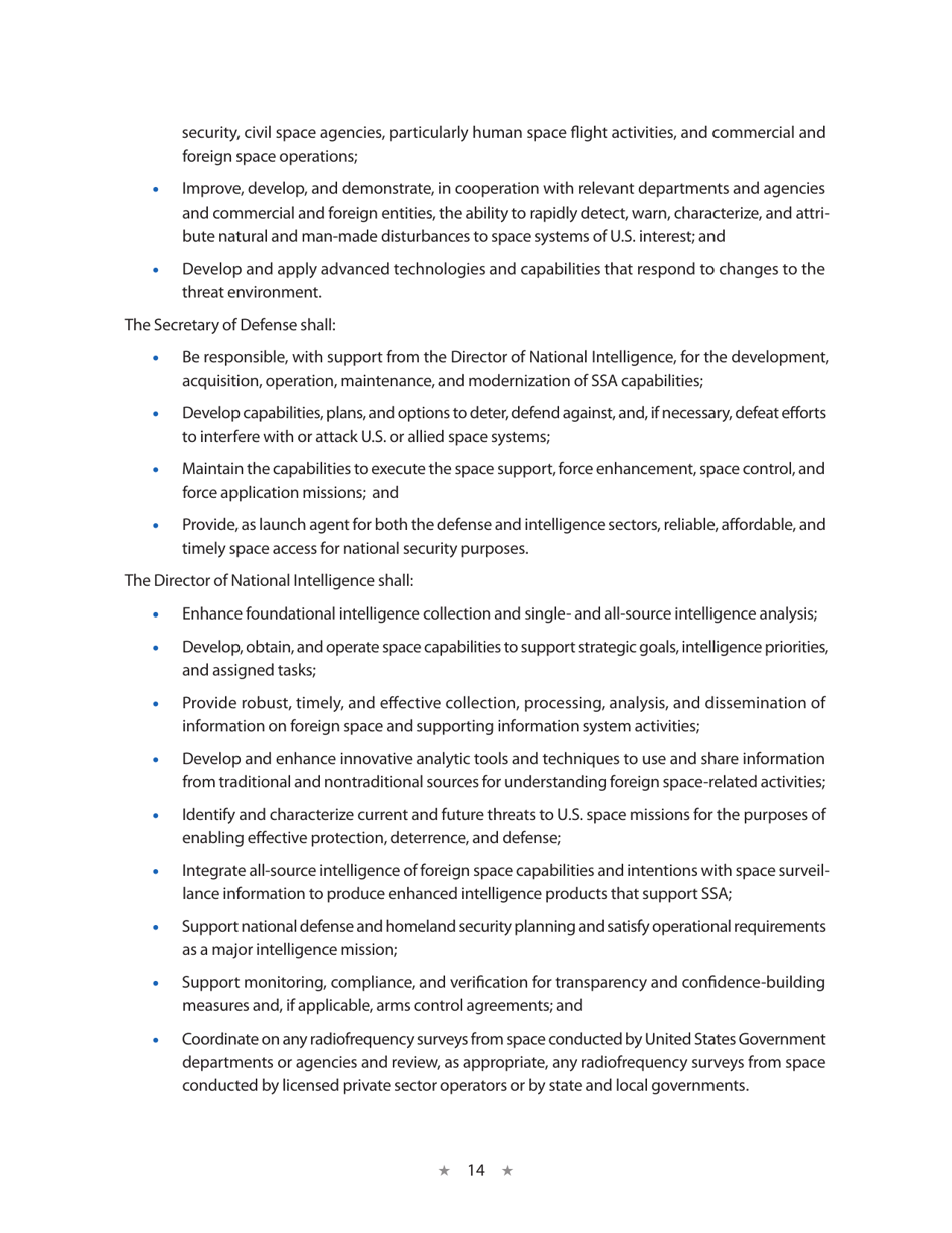 National Space Policy of the United States of America, Page 18