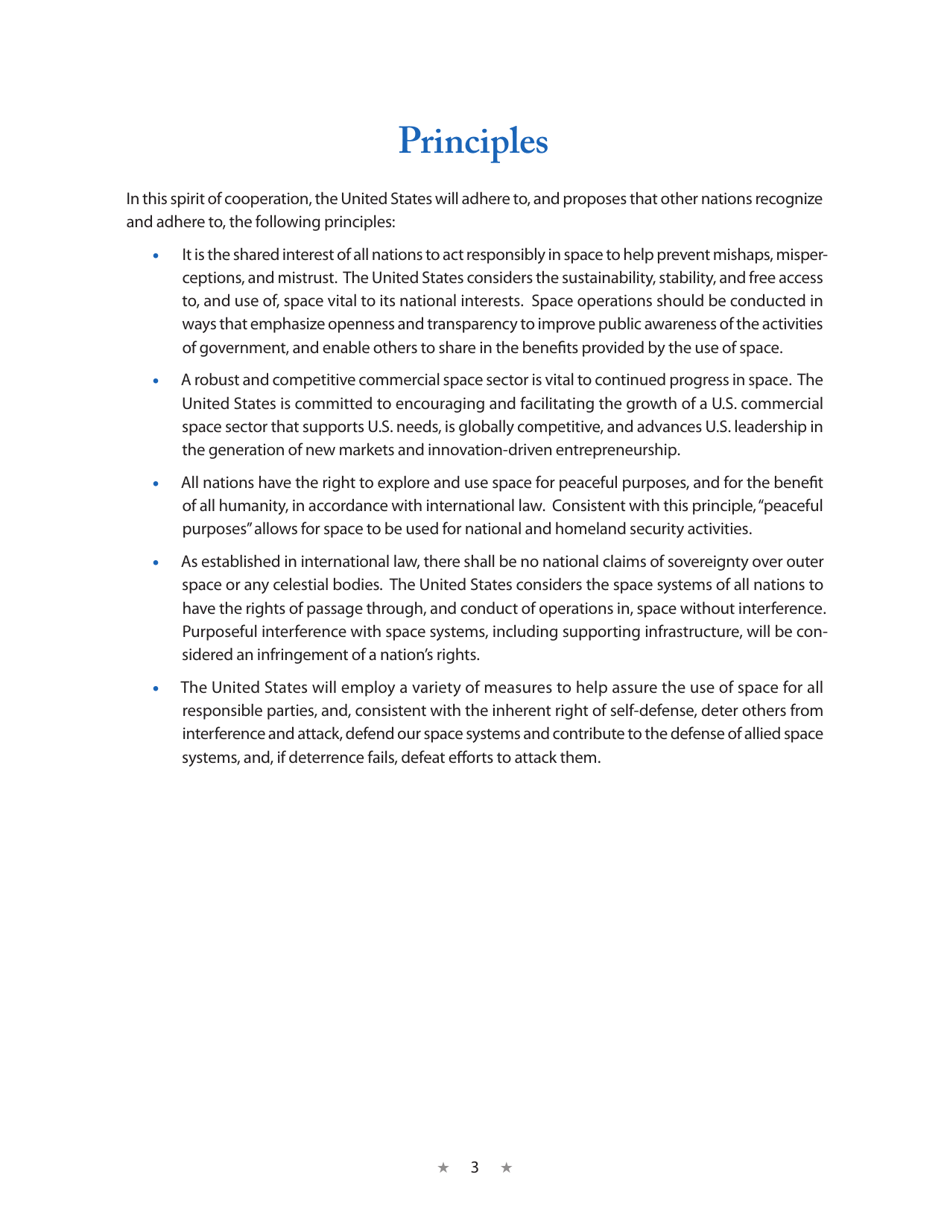 National Space Policy of the United States of America, Page 7