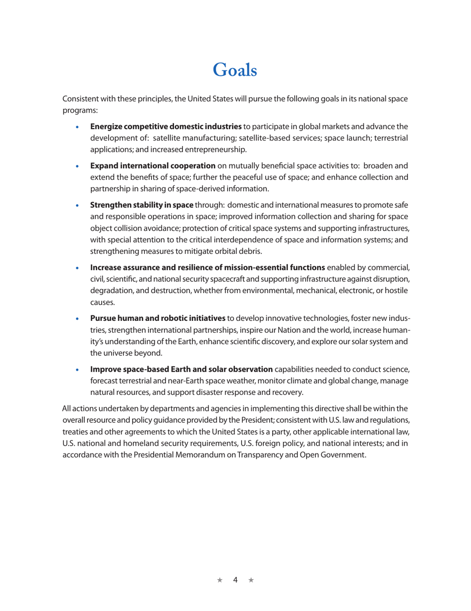 National Space Policy of the United States of America, Page 8