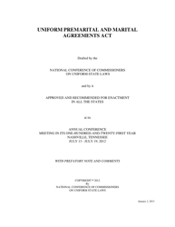 Document preview: Uniform Premarital and Marital Agreements Act - Uniform Law Commission