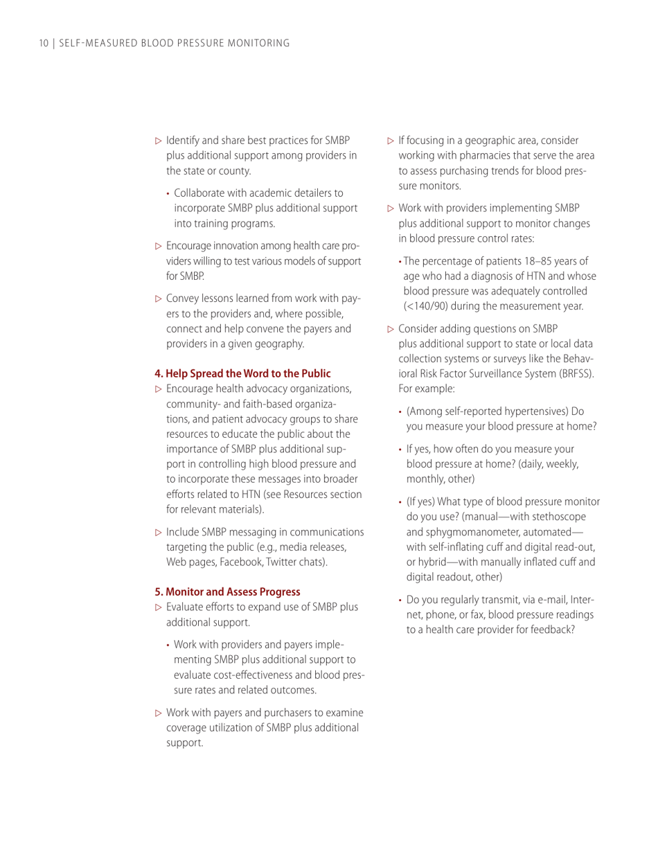 Self-measured Blood Pressure Monitoring: Action Steps for Public Health Practitioners, Page 14