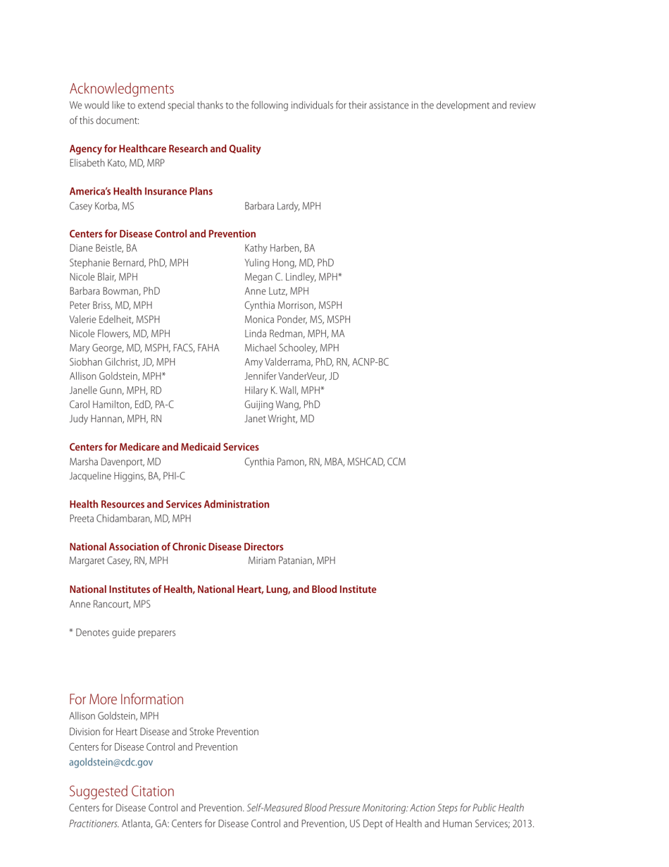 Self-measured Blood Pressure Monitoring: Action Steps for Public Health Practitioners, Page 2