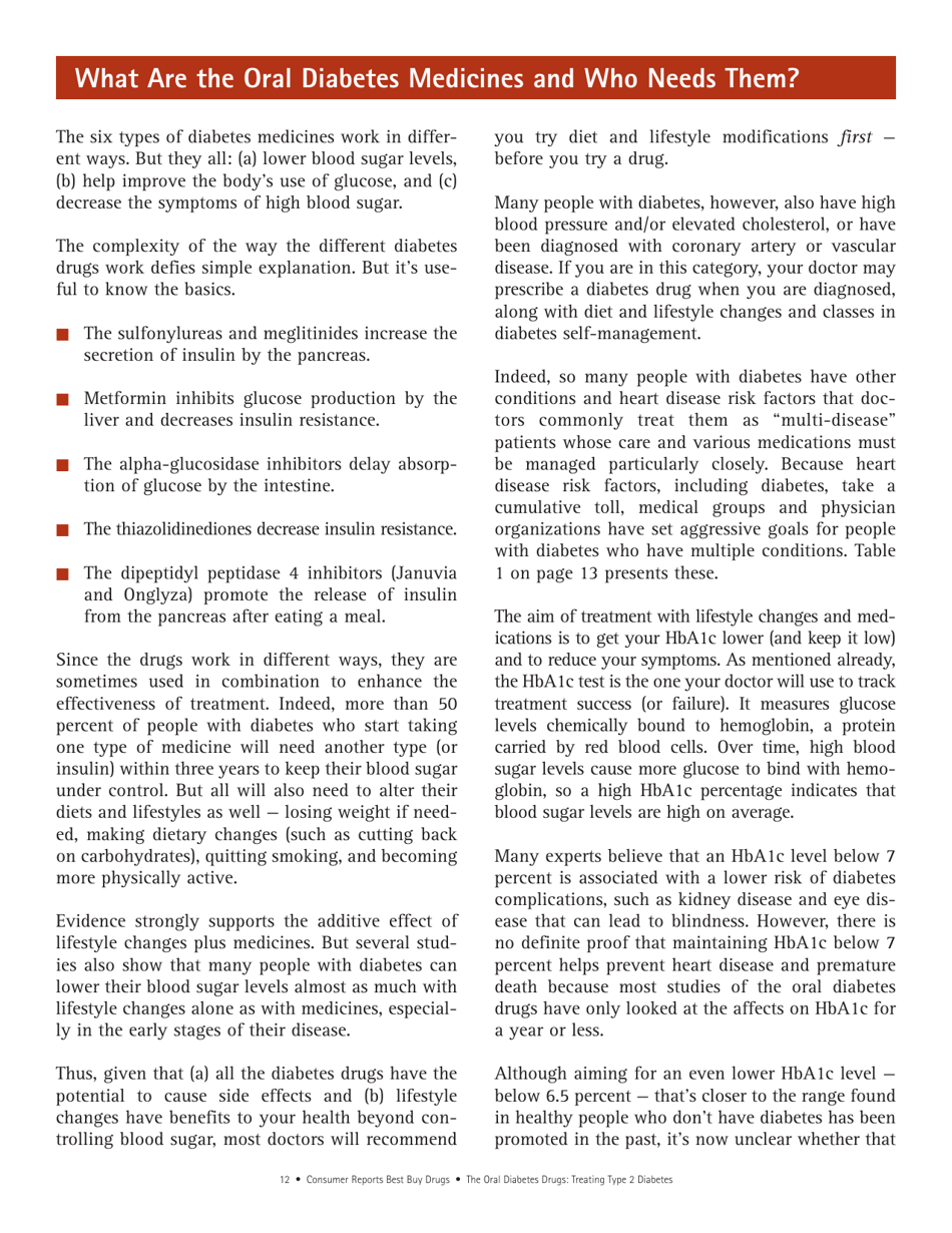 Consumer Reports Best Buy Drugs - the Oral Diabetes Drugs: Treating Type 2 Diabetes, Page 12
