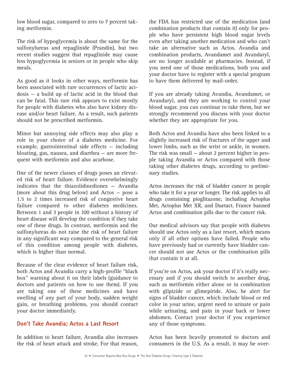 Consumer Reports Best Buy Drugs - the Oral Diabetes Drugs: Treating Type 2 Diabetes, Page 16