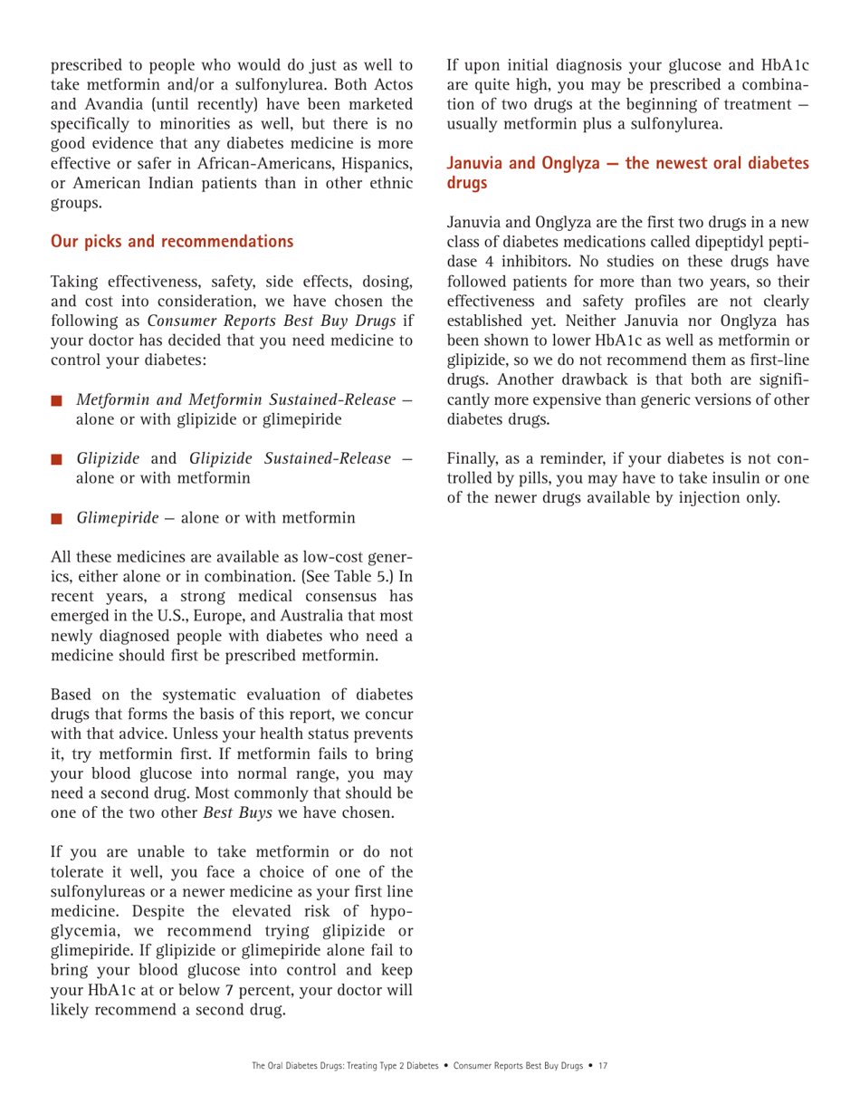 Consumer Reports Best Buy Drugs - the Oral Diabetes Drugs: Treating Type 2 Diabetes, Page 17